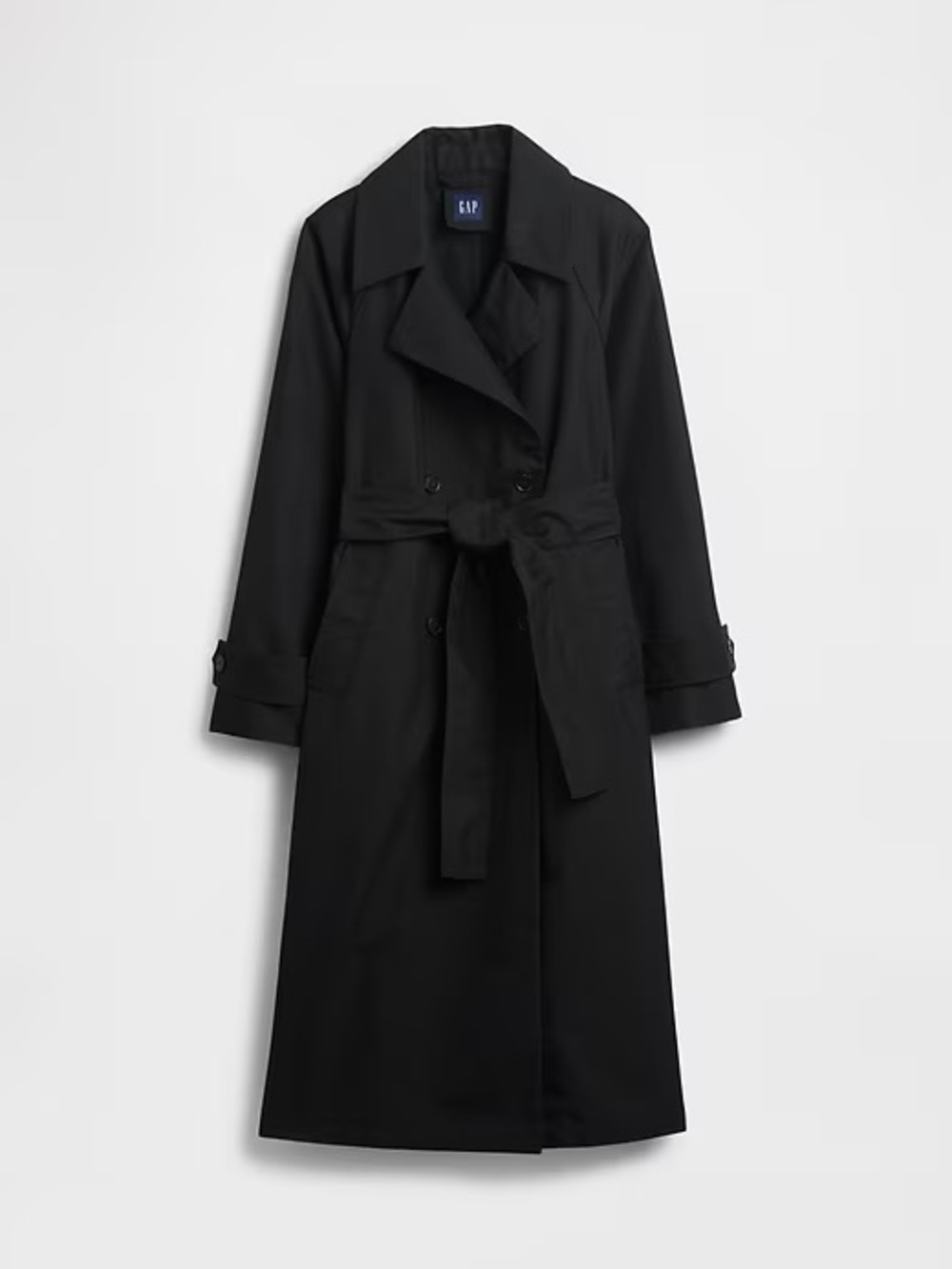 GAP Black Double-Breasted Trench Coat with Belt